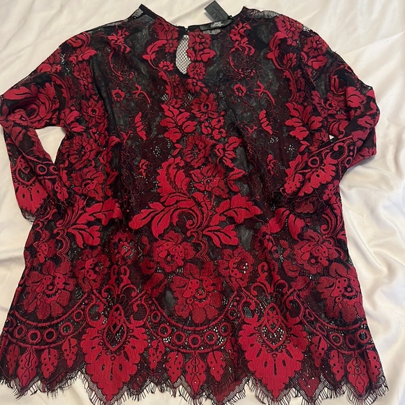 Buckle Tops Black And Red Lace Top Poshmark